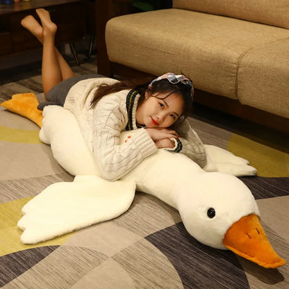 Giant 50-160cm Fluffy Duck Plush Toys Sleep Pillow Cute Animal Stuffed Swan Goose Plush Dolls Floor Mat Kids Girls Birthday Gift