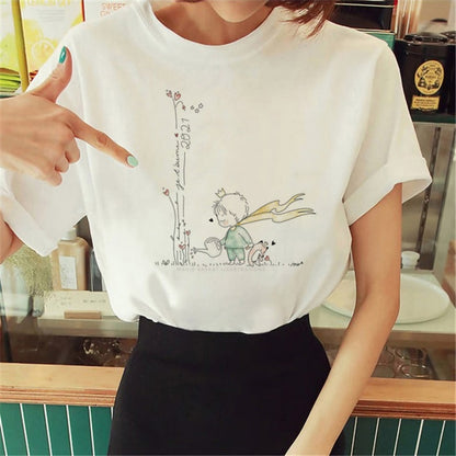 Hot Spring Summer Little Prince Graphic Women's T-Shirt Little Prince Graphic Tees Vouge Shirts For women O-Neck Short Sleeve