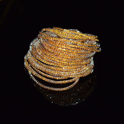 10 Pieces of Ladies Transparent Shiny Crystal Bracelet 27 Colors Full Rhinestone Elastic Bracelet Women Wristband Bracelet Gift