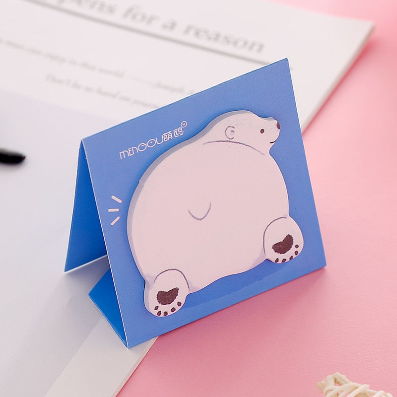 Mengtai 30sheets Cute Animal butt Sticky Notes Memo Pad Bookmarks kawaii Cat Penguin N Times Sticky Office Stationery Supply