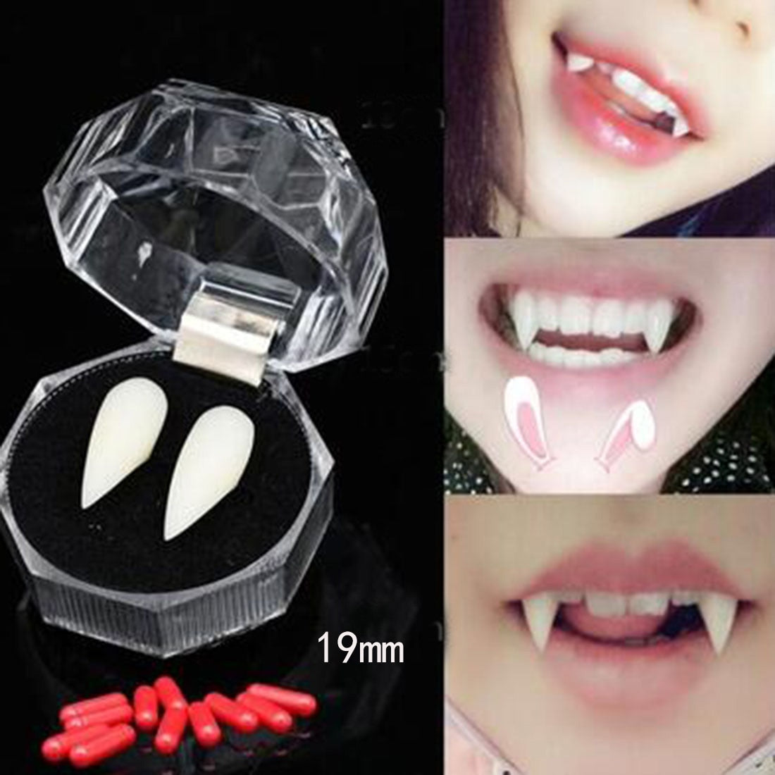 Adult Kids Halloween Vampire False Teeth Horrific Party Costume Transparent Dentures Cosplay Fangs Resin Fangs Free Shipping