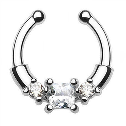 1/2Piece Stainless Stell Fake Nose Ring Septum Piercing Jewelry Crystal Fake Septum Piercing Ring Bulk Faux Nose Piercing Lot