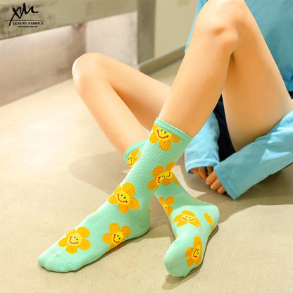 New Arrivals Japanese Korean Style Cartoon Flower Women Socks Harajuku Kawaii Socks Breathable Spring Autumn Casual Socks