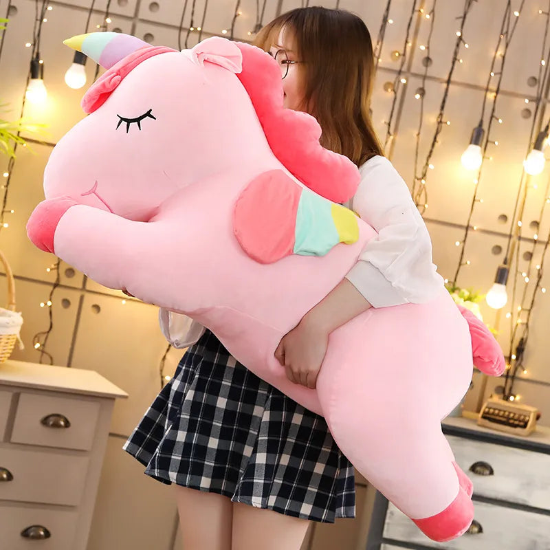 25-100cm Kawaii Giant Unicorn Plush Toy Soft Stuffed Unicorn Soft Dolls Animal Horse Toys For Children Girl Pillow Birthday Gifts