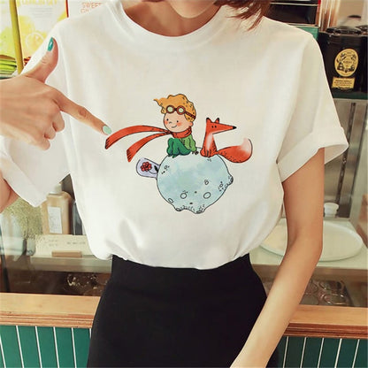 Hot Spring Summer Little Prince Graphic Women's T-Shirt Little Prince Graphic Tees Vouge Shirts For women O-Neck Short Sleeve