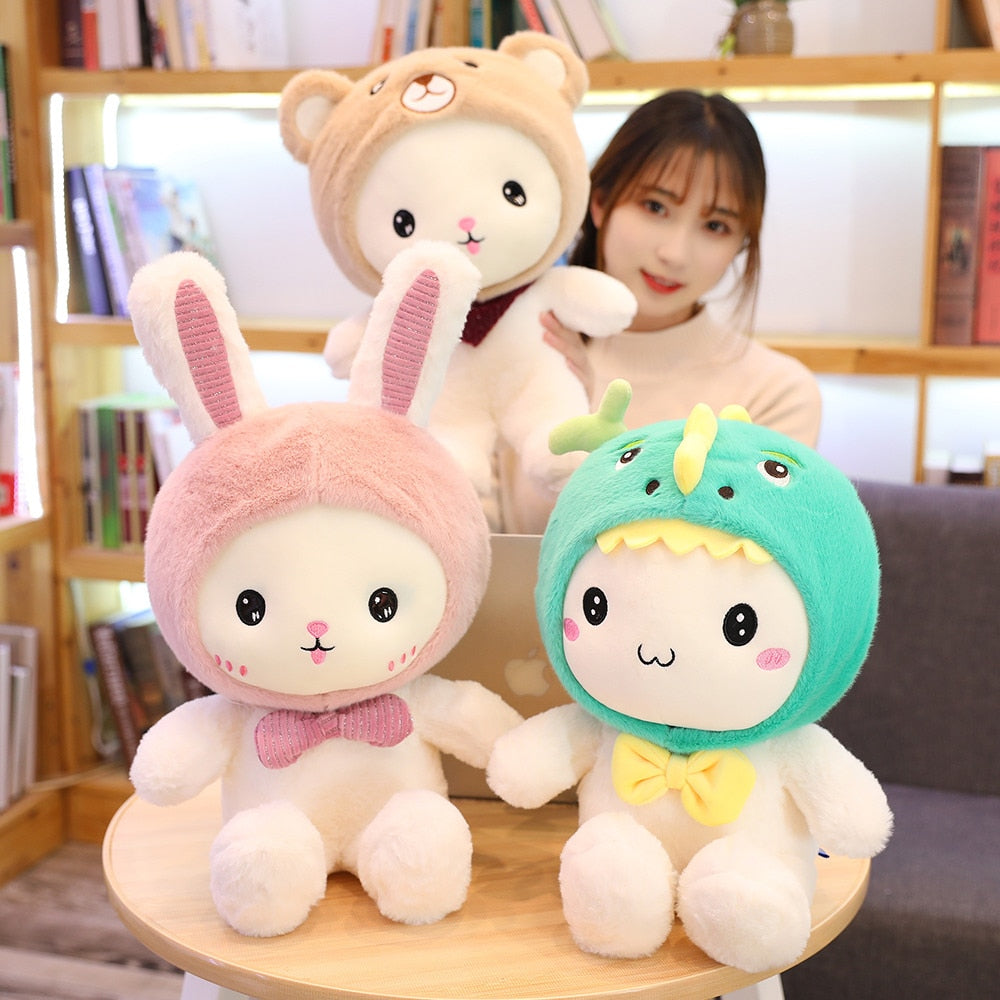 New Huggable 1pc 25-60cm Super Kawaii Rabbit Plush Toys Cute Shark Bear Stuffed Soft Accompany Pillow Kids Birthday Gift Dolls