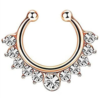 1/2Piece Stainless Stell Fake Nose Ring Septum Piercing Jewelry Crystal Fake Septum Piercing Ring Bulk Faux Nose Piercing Lot
