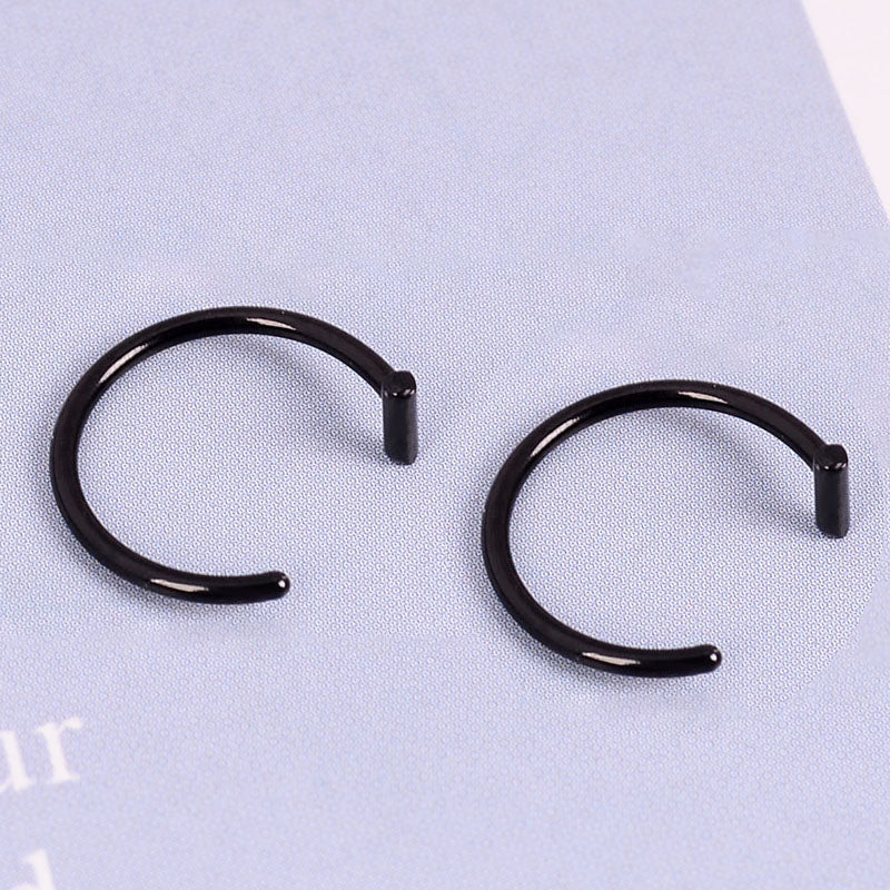 New Punk 8/10mm Titanium Steel Lip Rings Cuff Clip on Fake Labret Piercing Ear Nose Hoops Unisex Women Septum Body Jewelry