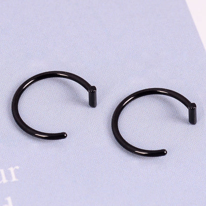 New Punk 8/10mm Titanium Steel Lip Rings Cuff Clip on Fake Labret Piercing Ear Nose Hoops Unisex Women Septum Body Jewelry