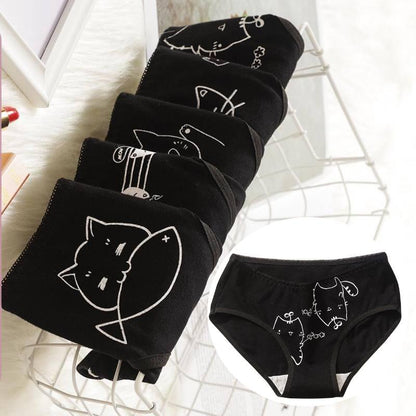 5Pcs/set Cotton Underwear Cute Cartoon Cat Panties for Woman Girl Soft Pantys Plus Size Breathable Briefs Female Lingerie
