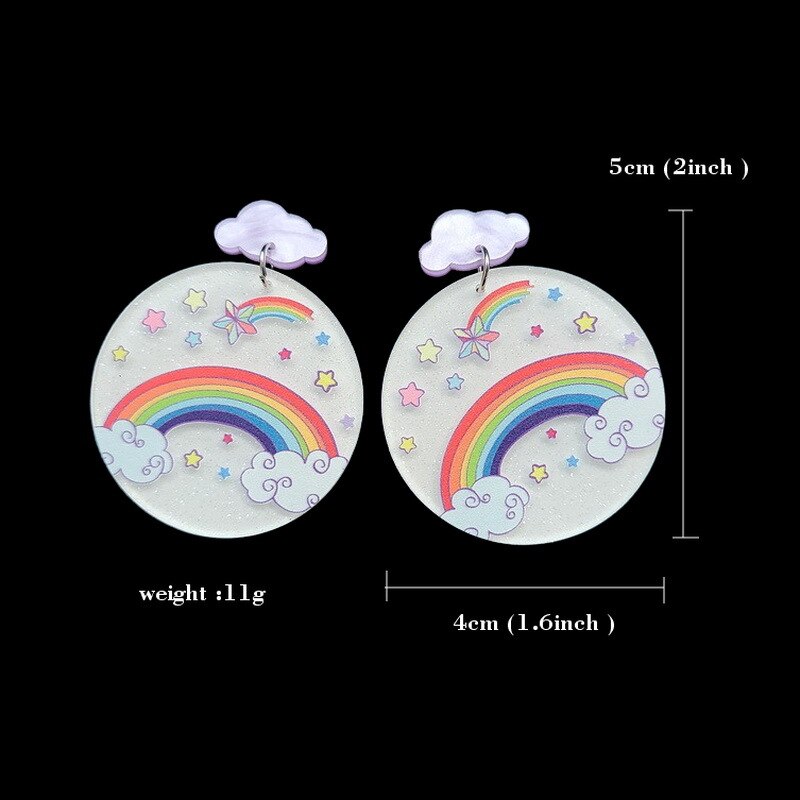 Donarsei Fashion Colorful Rainbow Earrings For Women Cute Cartoon Cloud Heart Drop Dangle Earrings Gift