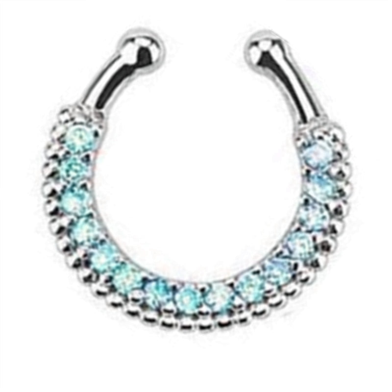 1/2Piece Stainless Stell Fake Nose Ring Septum Piercing Jewelry Crystal Fake Septum Piercing Ring Bulk Faux Nose Piercing Lot