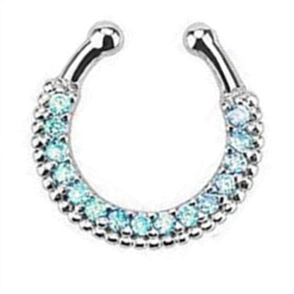 1/2Piece Stainless Stell Fake Nose Ring Septum Piercing Jewelry Crystal Fake Septum Piercing Ring Bulk Faux Nose Piercing Lot