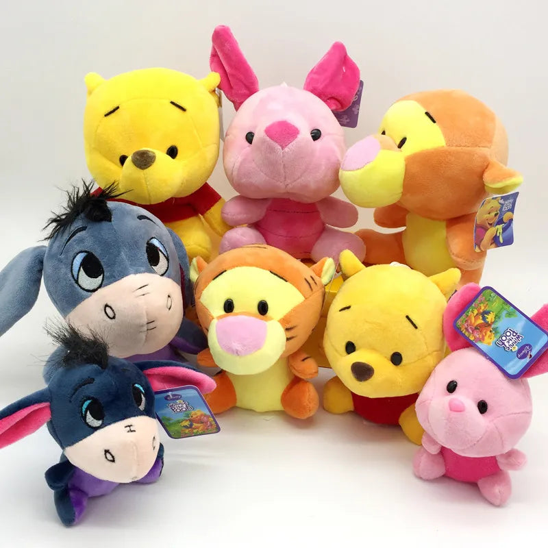 10cm Winnie the Pooh Plush Bear Tigger Piglet Eeyore Cute Cartoon Dolls Toys Keychain Stuffed Animal Plushies Pendant Room Decor Kids Birthday Gift