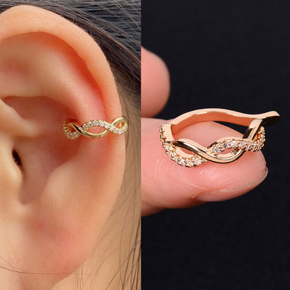 1pcs Simple Flower Shape Zircon Ear Cuff for Women Charming Crystal Clip on Earrings Earcuff Without Piercing  Fashion Jewelry