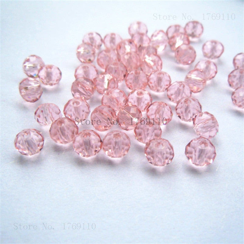 Isywaka Pink Multicolor 4*6mm 50pcs  Rondelle Austria faceted Crystal Glass Beads Loose Spacer Round Beads for Jewelry Making