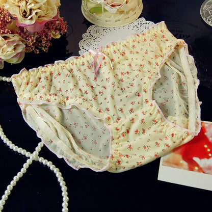 Basic Classic Mesh Transparent Elastic Underwear Ladies Print Plus Size Mid-waist Lace Panties Underwear Panties Cute