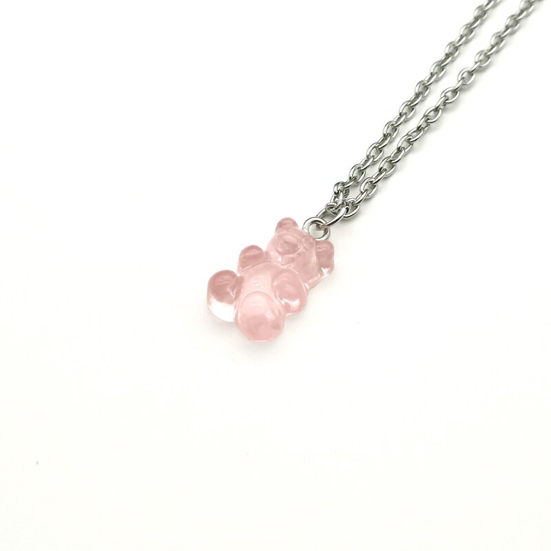 Handmade 33 Colors Cute Judy Cartoon Bear Chain Necklaces, Candy Color Pendant For Women&Girl Daily Jewelry Party Gifts