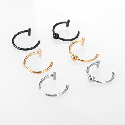 1-3pcs Women Lip Ring Piercing Fake Stainless Steel Nose Rings Septum Piercing Clip on Mouth Non Piercing Punk Cuff Hoop Earring