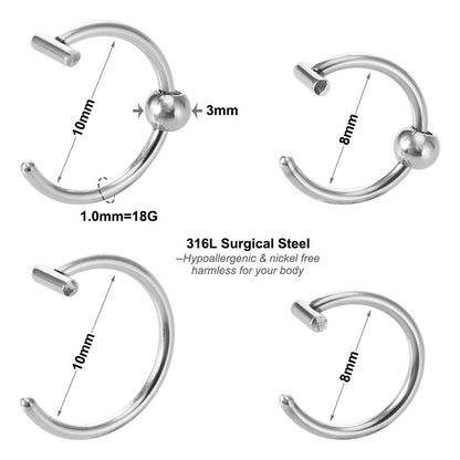 1-3pcs Women Lip Ring Piercing Fake Stainless Steel Nose Rings Septum Piercing Clip on Mouth Non Piercing Punk Cuff Hoop Earring