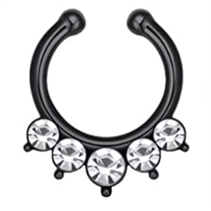 1/2Piece Stainless Stell Fake Nose Ring Septum Piercing Jewelry Crystal Fake Septum Piercing Ring Bulk Faux Nose Piercing Lot
