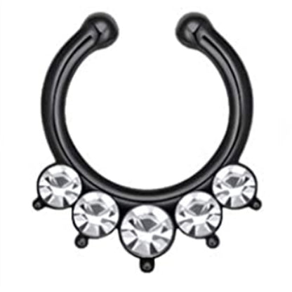 1/2Piece Stainless Stell Fake Nose Ring Septum Piercing Jewelry Crystal Fake Septum Piercing Ring Bulk Faux Nose Piercing Lot