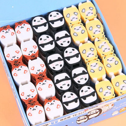 3 PCS Creative Cute Cartoon Animal Eraser Stationery Farm 2B Cutable Rubber Children Prize Students Gifts Office School Supplies