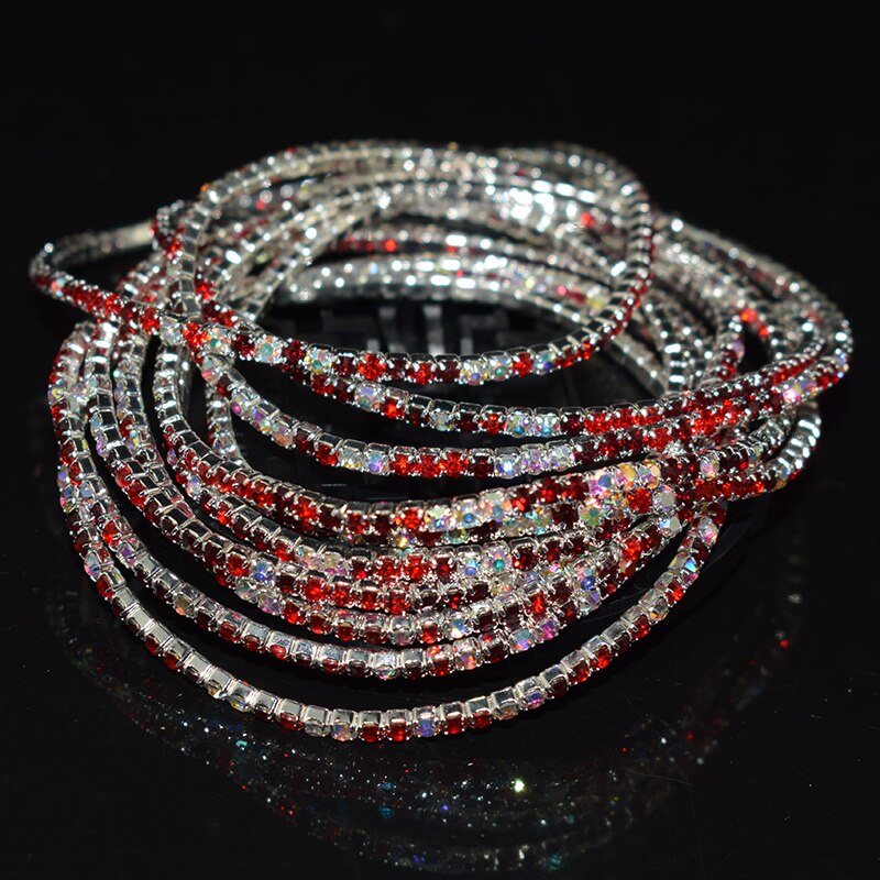 10 Pieces of Ladies Transparent Shiny Crystal Bracelet 27 Colors Full Rhinestone Elastic Bracelet Women Wristband Bracelet Gift