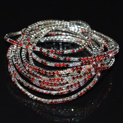 10 Pieces of Ladies Transparent Shiny Crystal Bracelet 27 Colors Full Rhinestone Elastic Bracelet Women Wristband Bracelet Gift