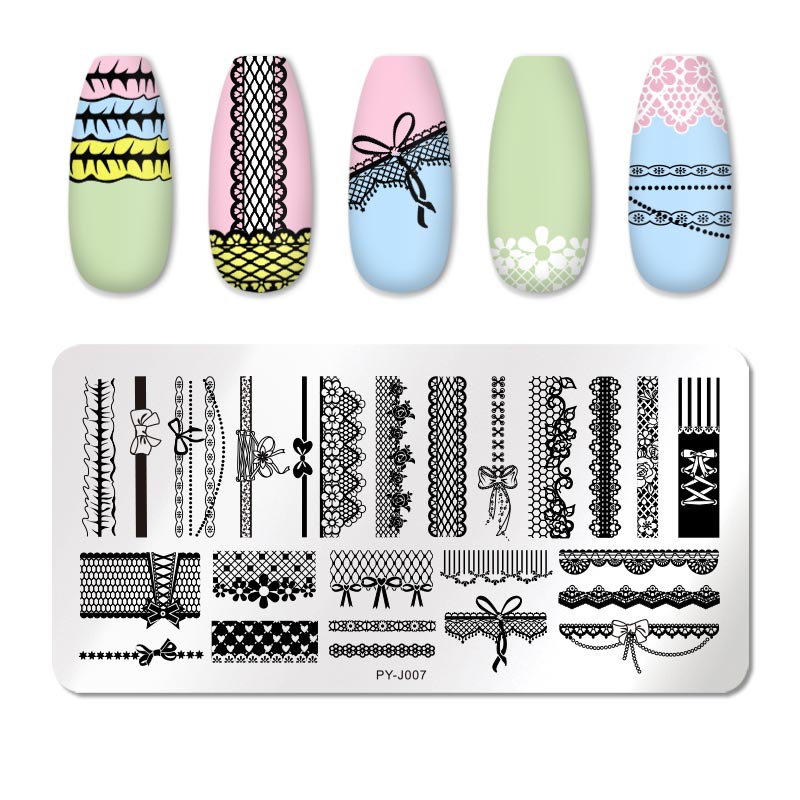 PICT YOU Rose Flower Nail Stamping Plates  Line Pictures Nail Art Plate Stamp Template Marble Leaves Image Printing Plates Tools