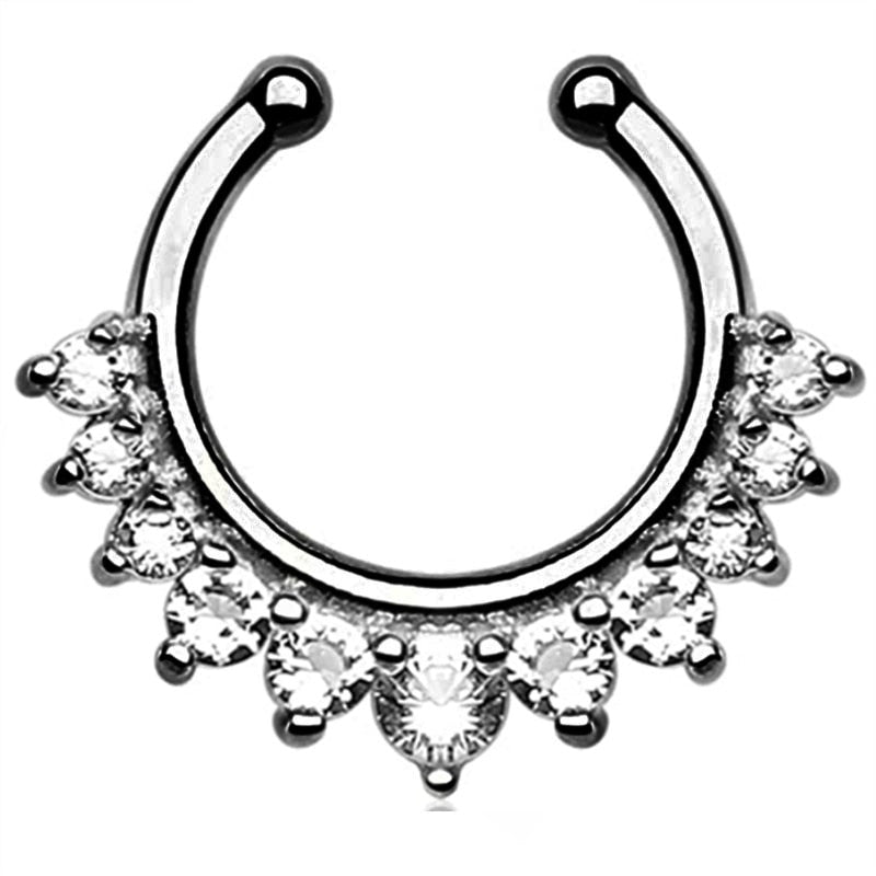 1/2Piece Stainless Stell Fake Nose Ring Septum Piercing Jewelry Crystal Fake Septum Piercing Ring Bulk Faux Nose Piercing Lot