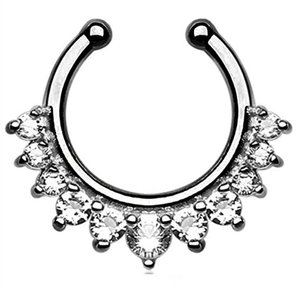 1/2Piece Stainless Stell Fake Nose Ring Septum Piercing Jewelry Crystal Fake Septum Piercing Ring Bulk Faux Nose Piercing Lot