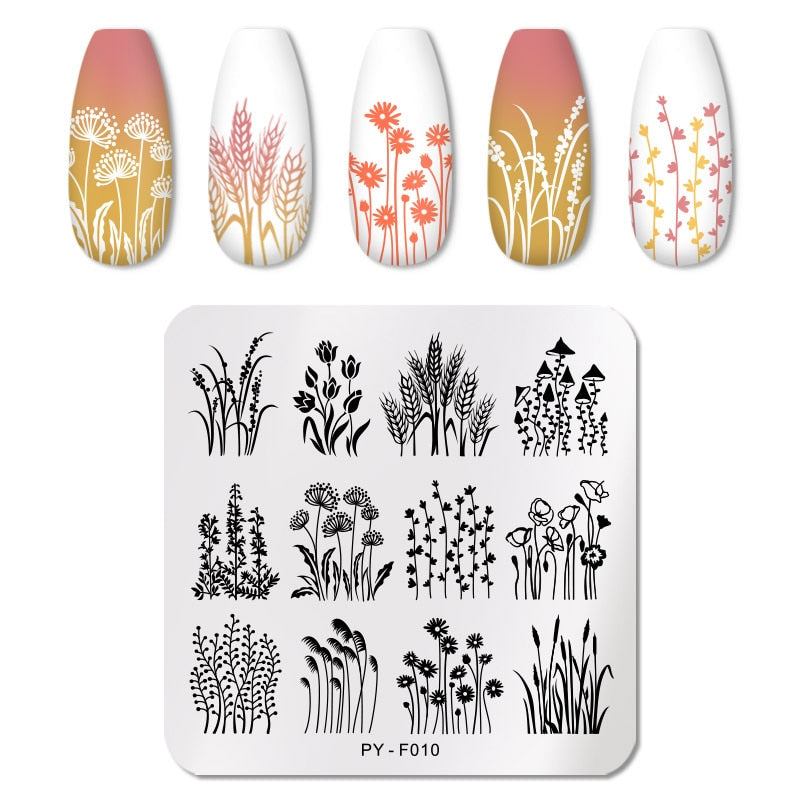 PICT YOU Rose Flower Nail Stamping Plates  Line Pictures Nail Art Plate Stamp Template Marble Leaves Image Printing Plates Tools
