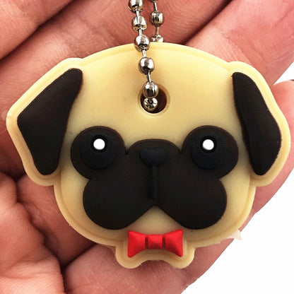 1Pcs Animal Cartoon Key Cover Cap Silicone Key Accessories PVC Soft Dog Cat Key Holder Key Chain For Girl Women Trinket Gift