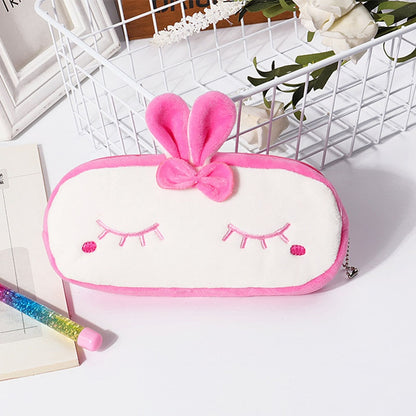 1Pcs Kawaii Cartoon Pencil Case Plush Cute Handle Pencilcase School Supplies Pencil Bag for Boy Girl Stationery Pouch