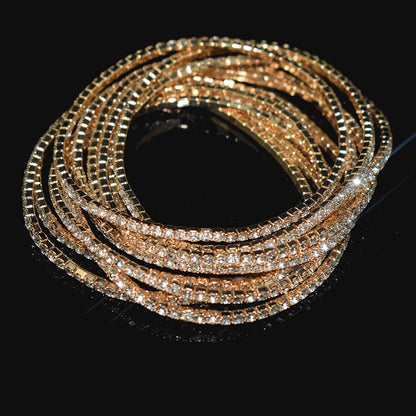 10 Pieces of Ladies Transparent Shiny Crystal Bracelet 27 Colors Full Rhinestone Elastic Bracelet Women Wristband Bracelet Gift