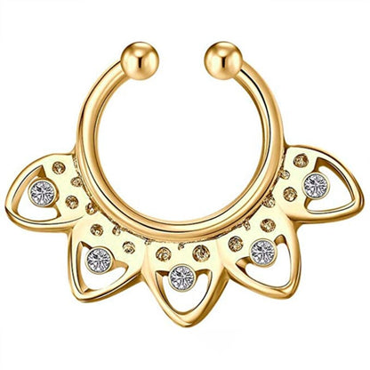 1/2Piece Stainless Stell Fake Nose Ring Septum Piercing Jewelry Crystal Fake Septum Piercing Ring Bulk Faux Nose Piercing Lot