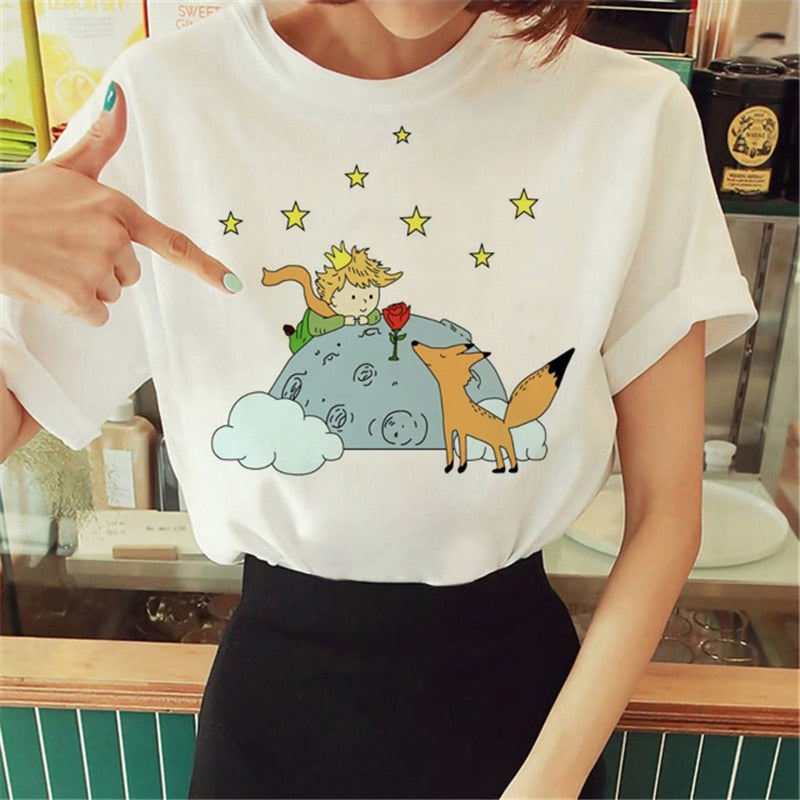 Hot Spring Summer Little Prince Graphic Women's T-Shirt Little Prince Graphic Tees Vouge Shirts For women O-Neck Short Sleeve