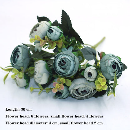 Blue variety autumn fake tea rose peony silk flower autumn gerbera daisy fake flower plastic DIY wedding home accessories