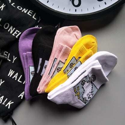 Women Ins Cartoon Patterned Short Funny Socks Cute Animal Dinosaur Socks For Ladies Funny Japan College Wind Concise Socks