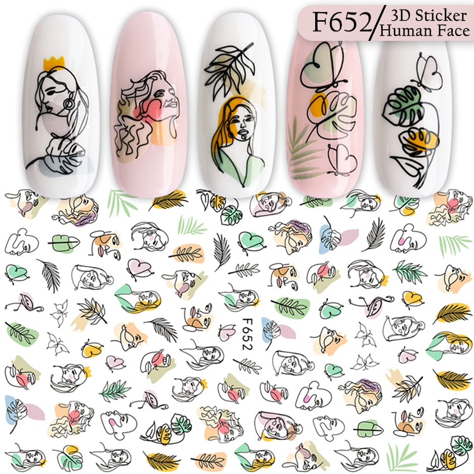 3D Valentine Sticker for Nails Cute Cartoon Lover Sliders for Nail Gang Girl DIY Design Decals Manicure Nail Art Decor GLF106