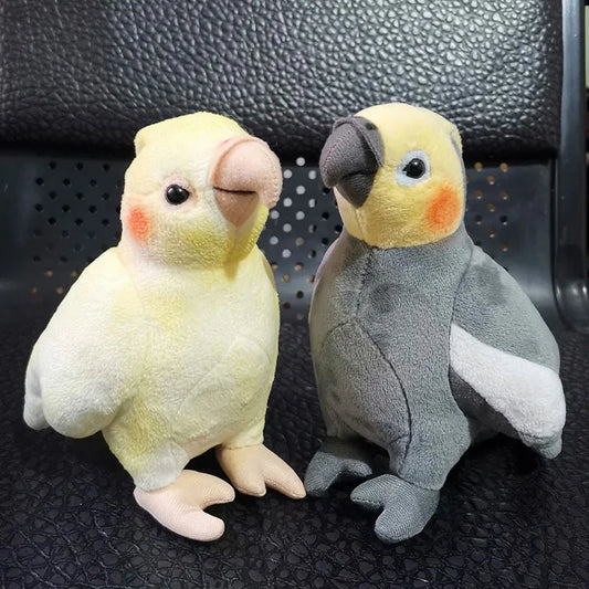 Mini Size Lifelike Grey Cockatiel Plush Toys Real Life Soft Yellow Parrot Birds Stuffed Animals Toy Dolls Gifts For Kids