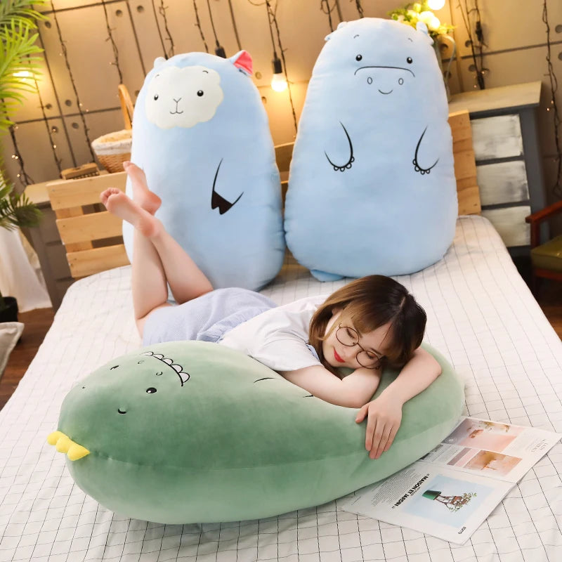 Kawaii Giant Squishmallows Inspired Dinosaur Plush Toys For Girls Soft Big Pillow Cute Stuffed Animal Sheep Doll Cushion Valentines Day Gifts For Kids