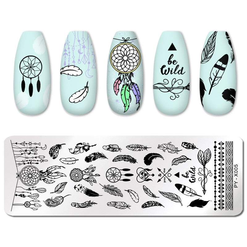 PICT YOU Rose Flower Nail Stamping Plates  Line Pictures Nail Art Plate Stamp Template Marble Leaves Image Printing Plates Tools