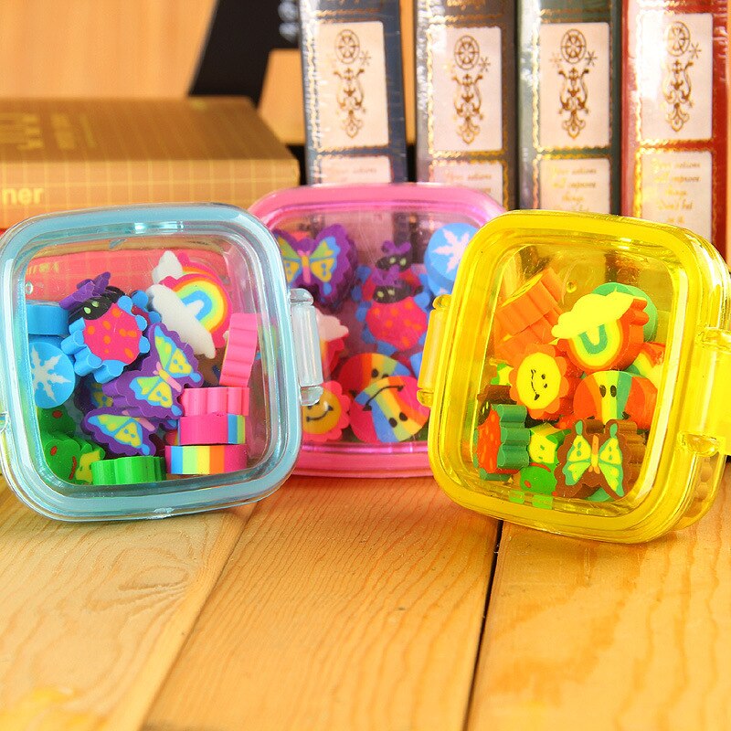 20Pcs/set Cute Rubber Eraser Kid Gift School Supplies Stationery borracha material escolar utiles escolares papelaria