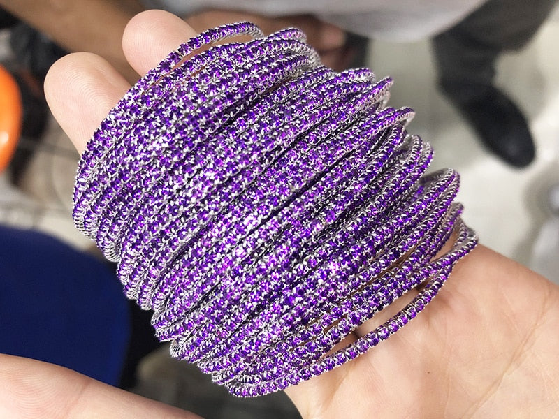 10 Pieces of Ladies Transparent Shiny Crystal Bracelet 27 Colors Full Rhinestone Elastic Bracelet Women Wristband Bracelet Gift