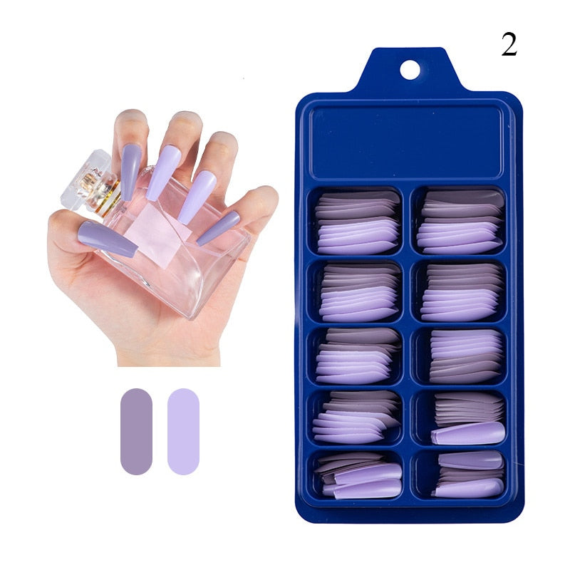 100Pcs Fake Nail Nails Extension Transparent Acrylic Nail Seamless Full/Half Cover Beauty Nail Decor French Nail Manicure Tools