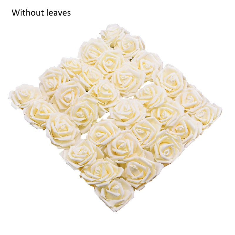 10/20/30 Heads 8CM Artificial PE Foam Rose Flowers Bride Bouquet Flower For Wedding Party Decorative Scrapbooking DIY Flower