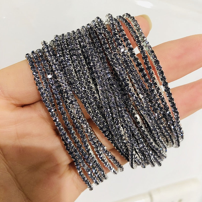 10 Pieces of Ladies Transparent Shiny Crystal Bracelet 27 Colors Full Rhinestone Elastic Bracelet Women Wristband Bracelet Gift