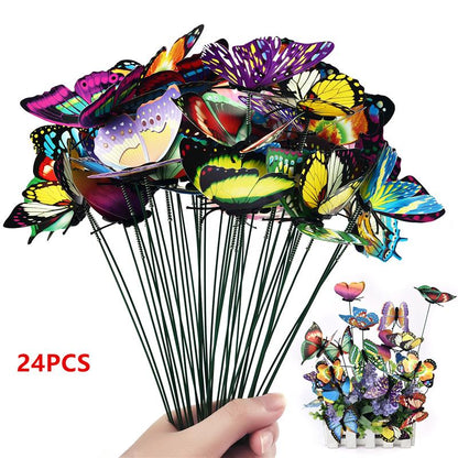 5-24Pcs/set Butterflies Garden Yard Planter Colorful Whimsical Butterfly Stakes Decoracion Outdoor Decor Flower Pots Decoration